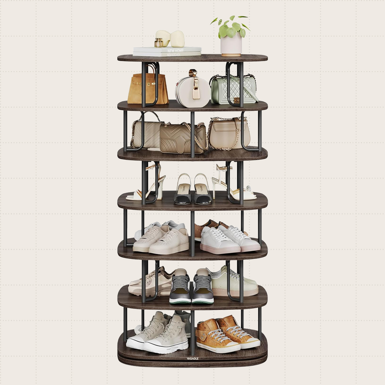 VASAGLE Seven-Tier Rotating Shoe Rack