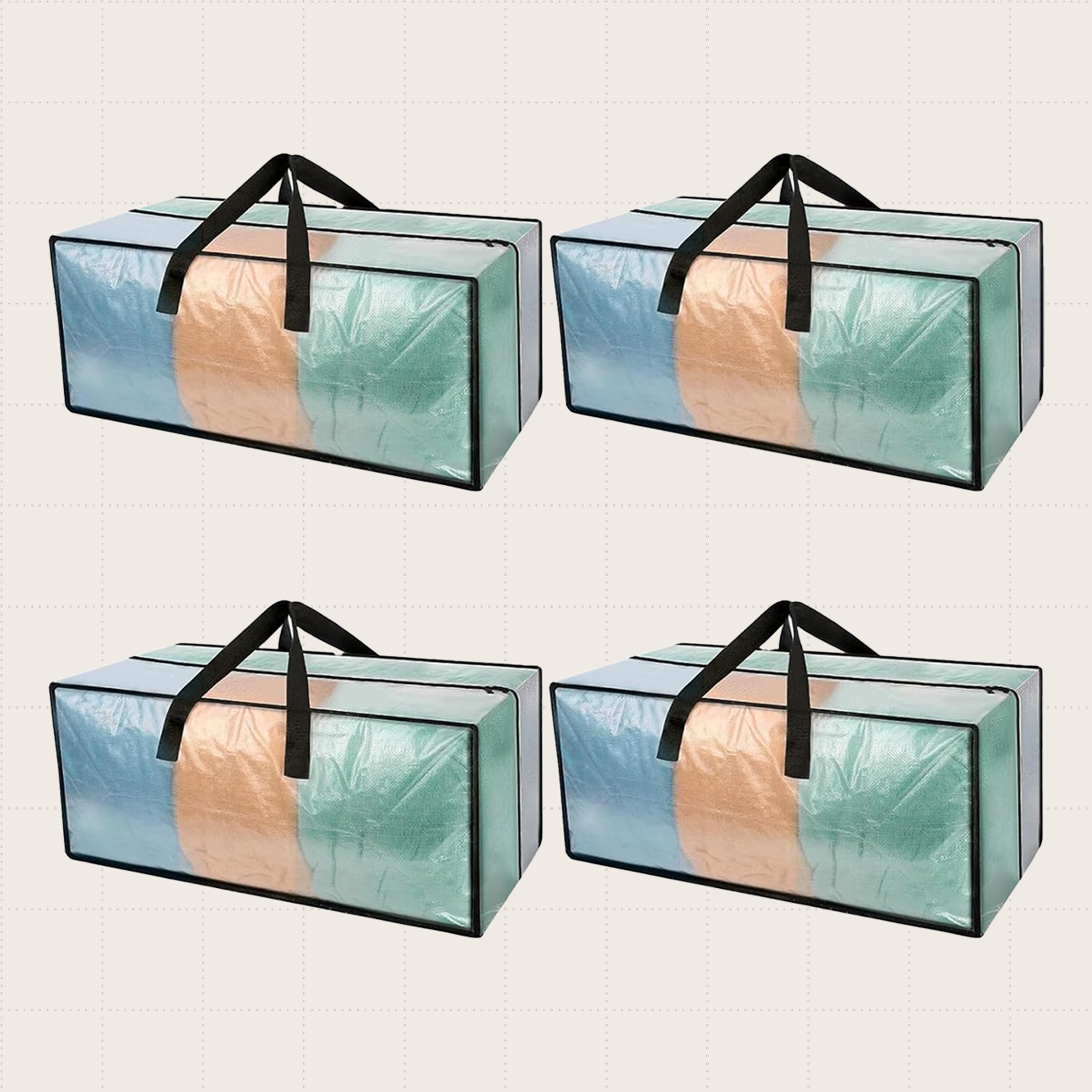 HAPPY CHEERS Heavy Duty Clear Moving Bags, Four-Pack