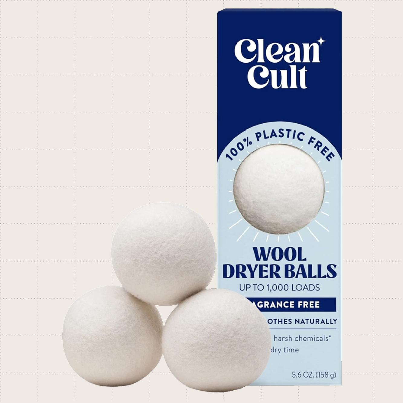 Cleancult Wool Dryer Balls, Three-Count