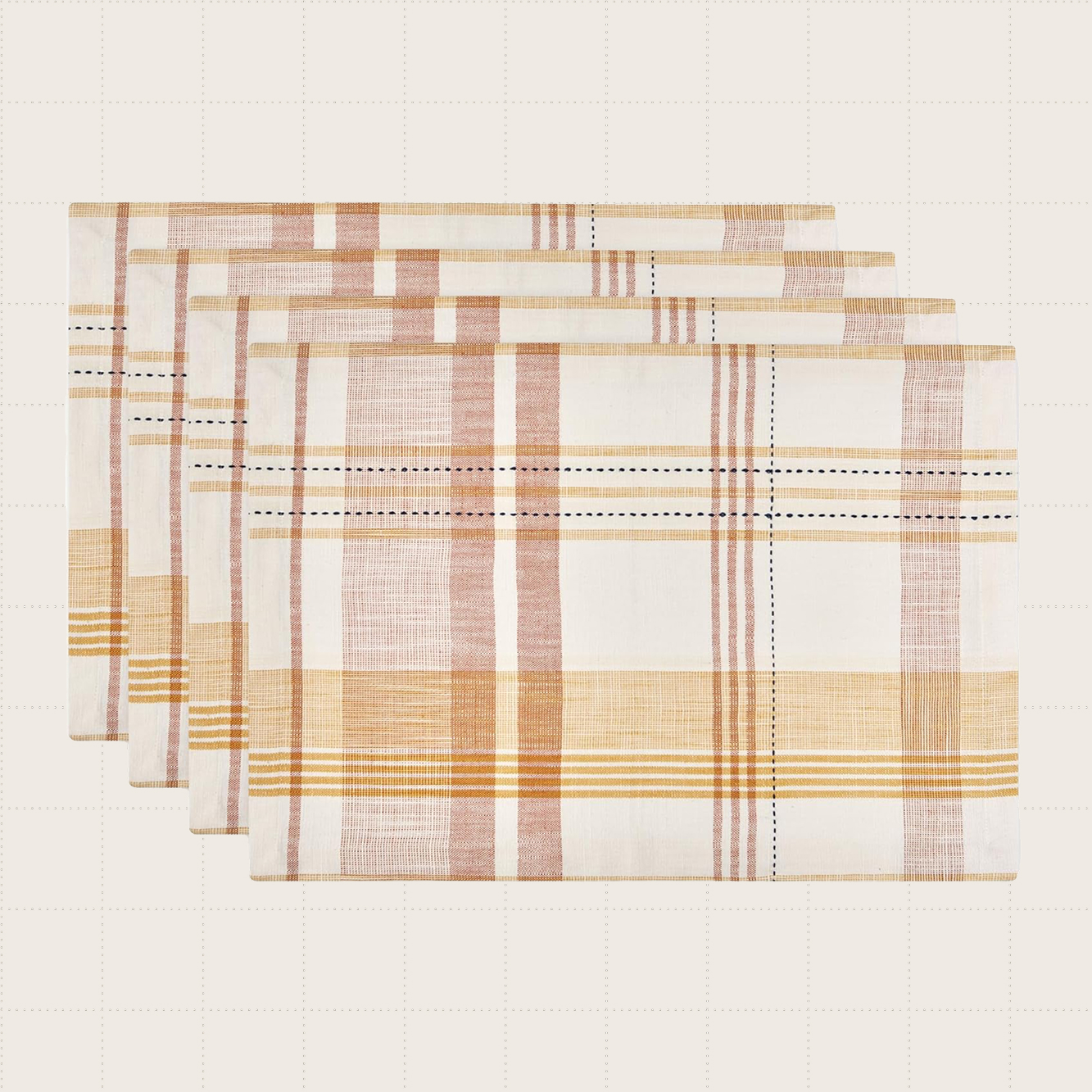 DII Veranda Plaid Collection Placemat Set, Four-Pack