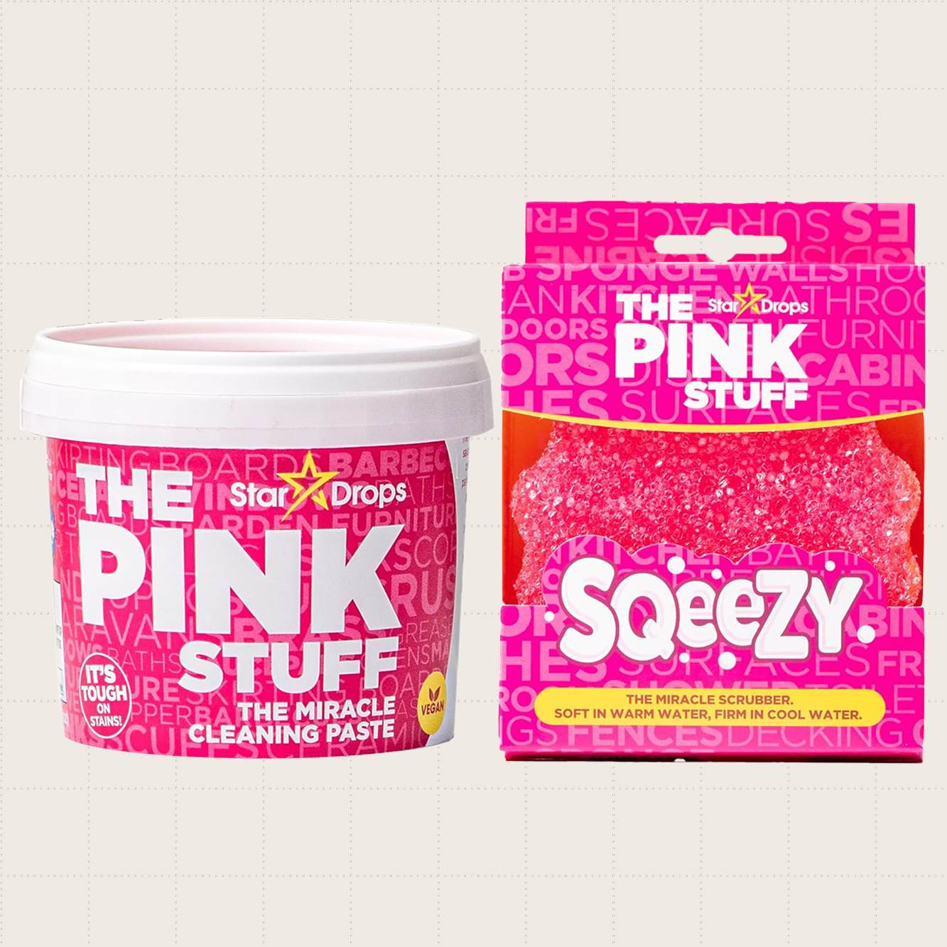Stardrops The Pink Stuff Miracle Cleaning Paste and SQeeZY Scrubber