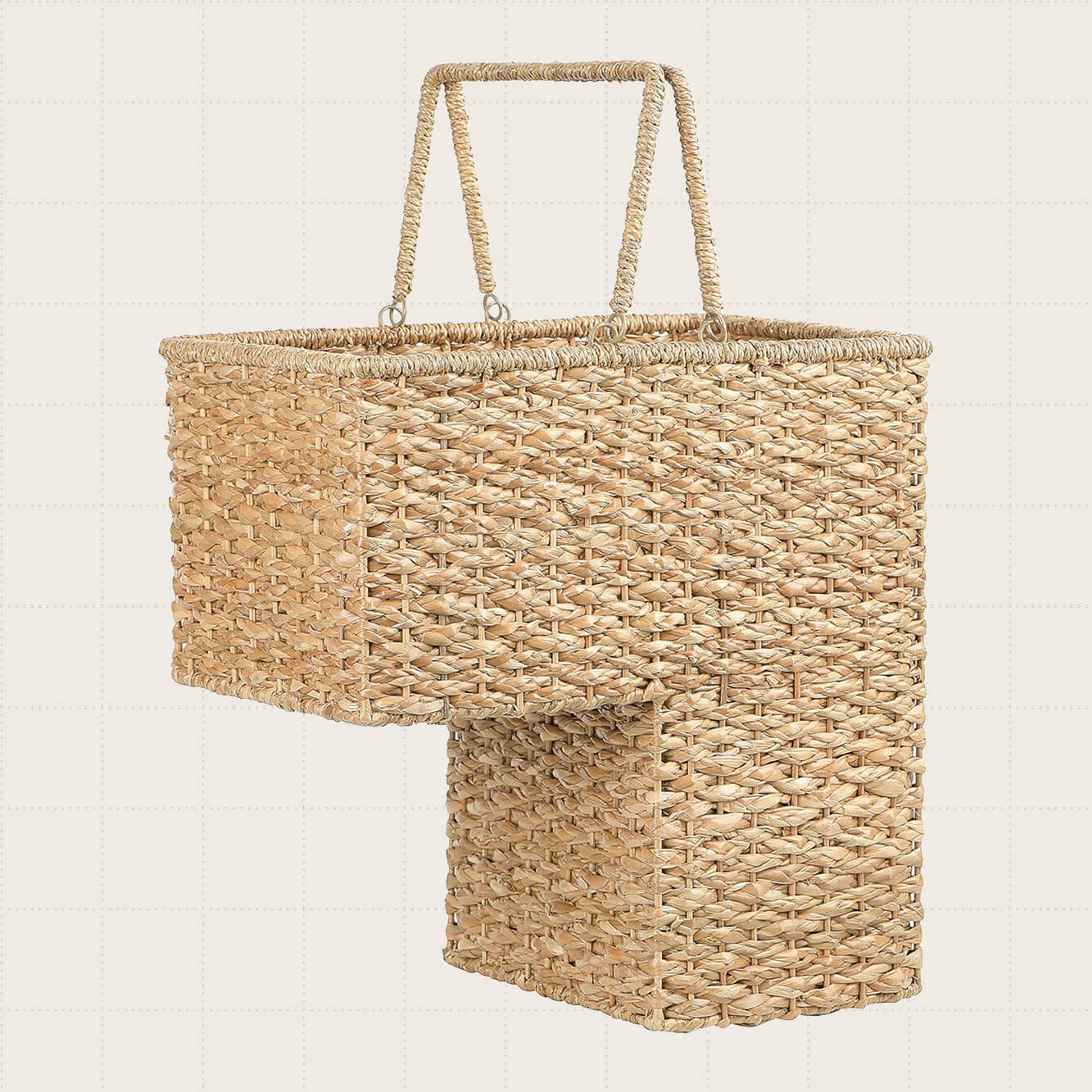 Creative Co-Op Woven Stair Basket With Handles