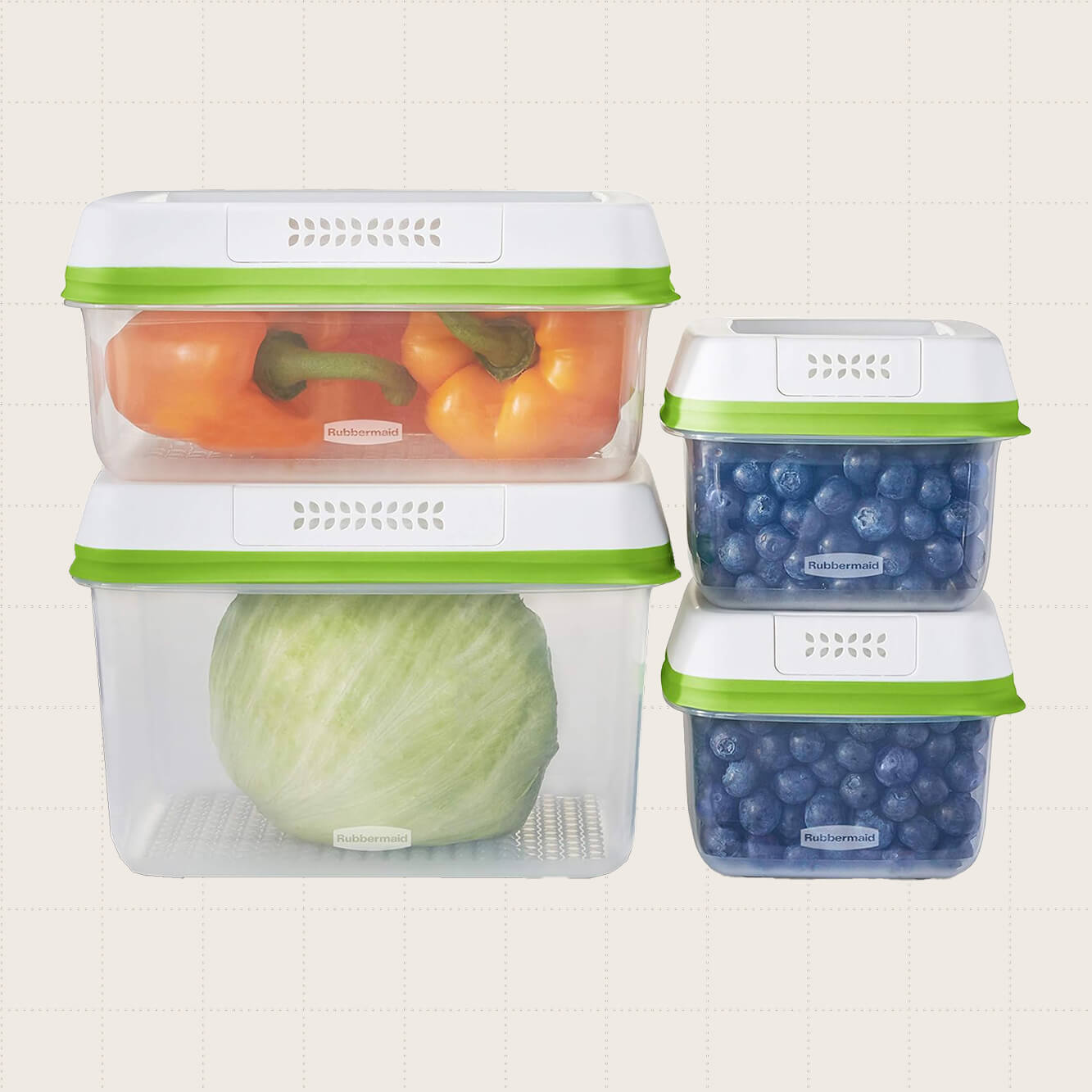 Rubbermaid Freshworks Produce Saver, Eight-Piece Set (four containers with lids).