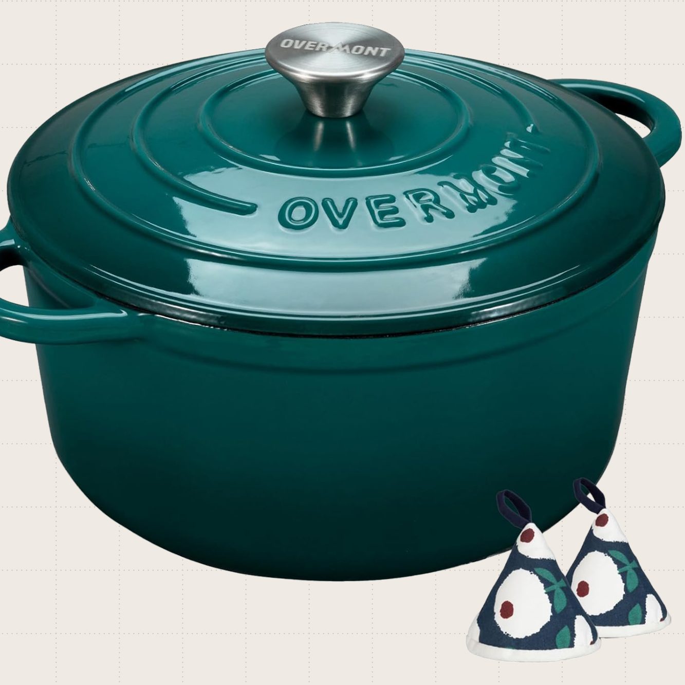 Overmont Enameled Cast Iron Dutch Oven, 5.5 Quarts