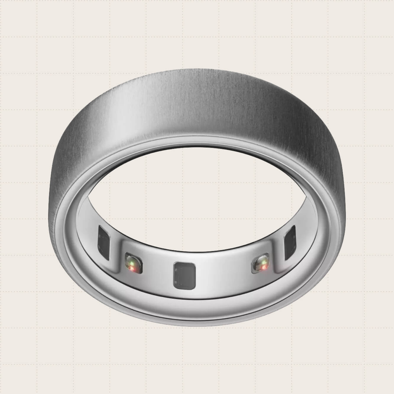 The Oura Ring 4 shown in silver. The smart ring tracks over 30 biometrics and features app connectivity.