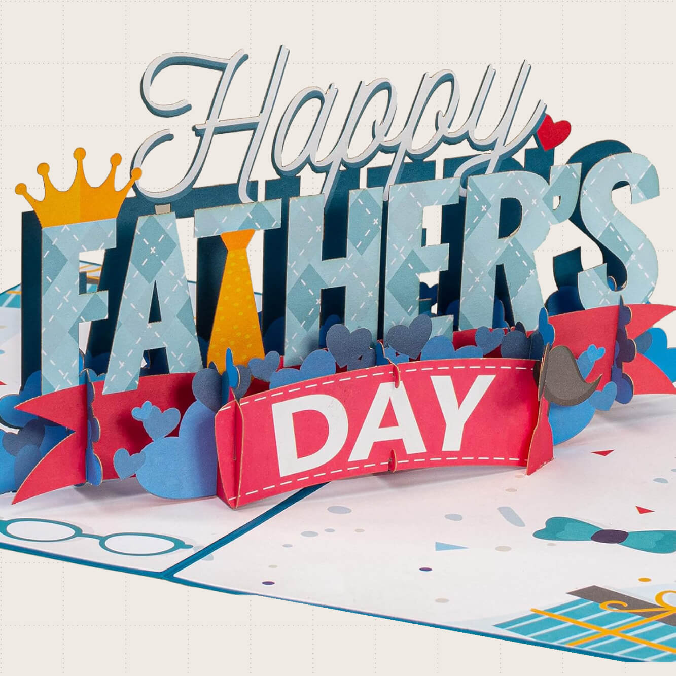 Paper Love Happy Father's Day Pop Up Card. The card features vibrantly colored bold letters that form "Happy Father's Day".