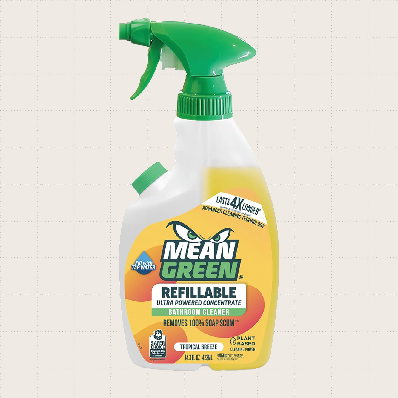 A 14.3-ounce bottle of refillable Mean Green Multipurpose Cleaner.