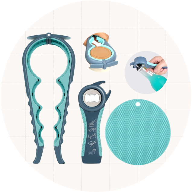 The HUMANFUN Jar Opener, a multifunctional gripper that opens jars, cans, and bottles.