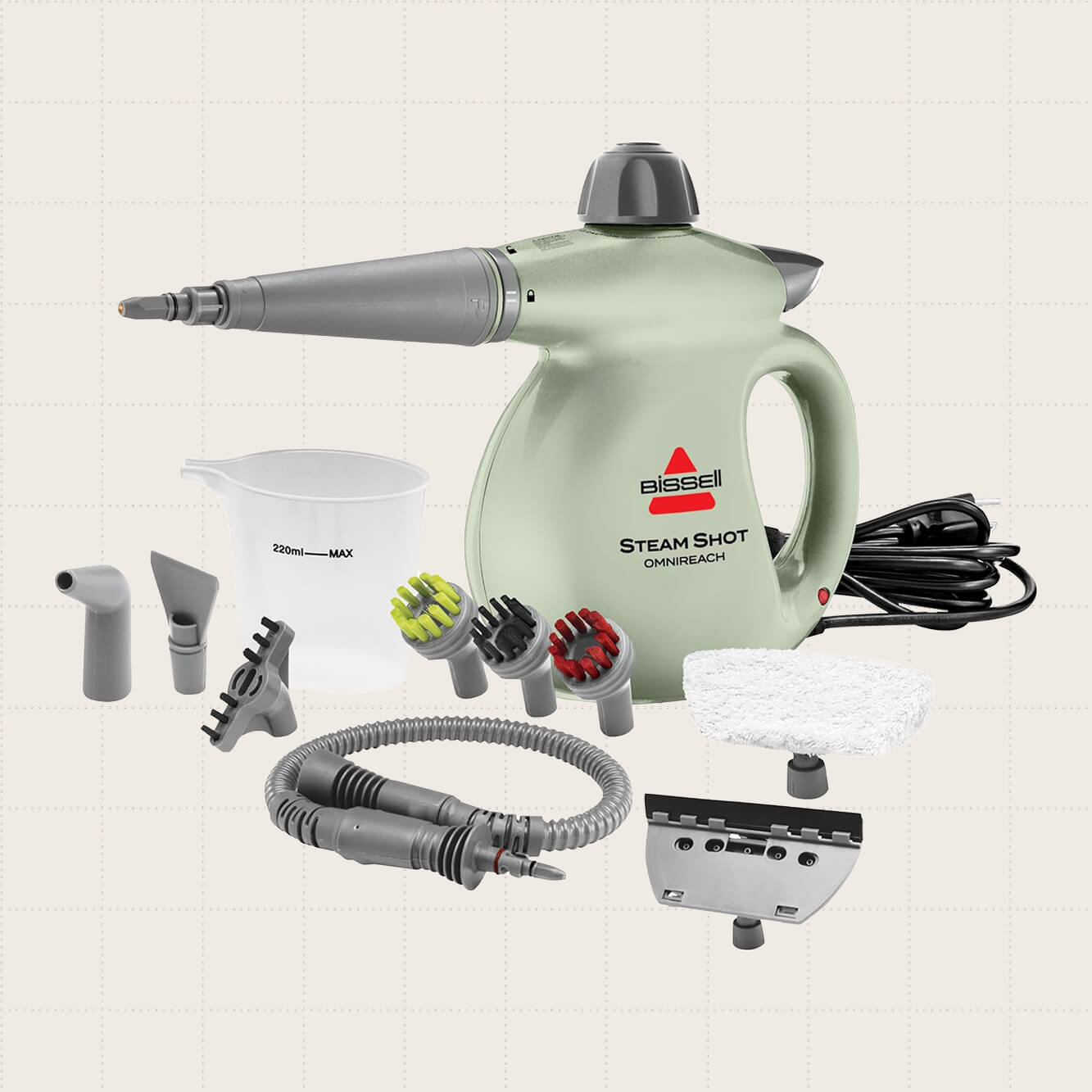 BISSELL Steam Shot and its many accessories.