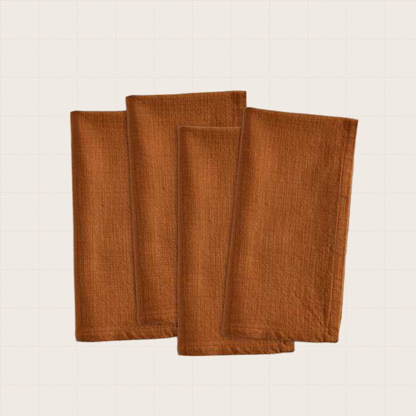 Quince Organic Cotton Napkins in a four-pack. The color shown is terra cotta.