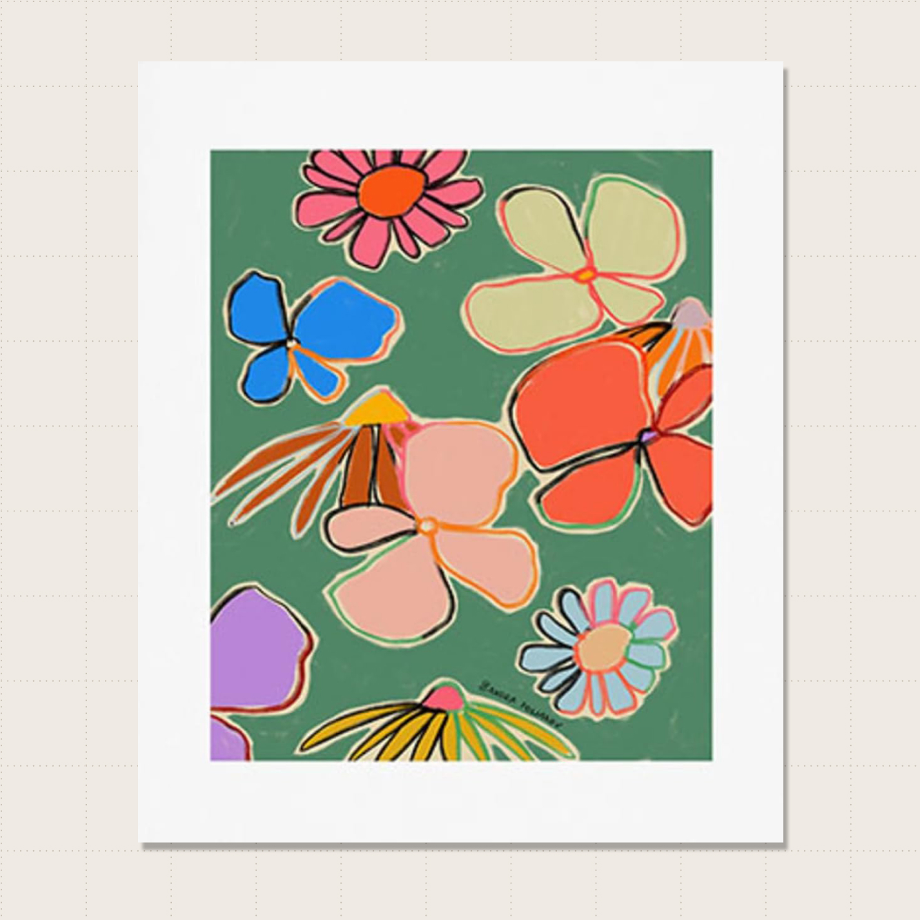 Society6 Vintage Garden Green Art Print